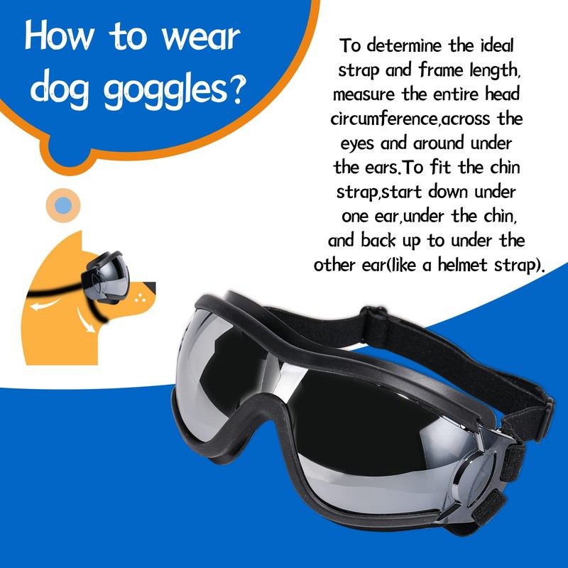 NVTED Dog Sunglasses/Goggles, UV/Wind/Dust/Fog Protection Pet Glasses Eye Wear with