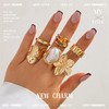 GAUEIOUR Chunky Gold Rings for Women Flower Knuckle Statement Ring