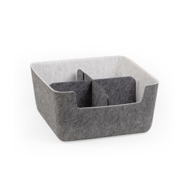 Three by Three Seattle felt·like·it!™ Medium Cubby Storage Bin Set of 2 with Dividers – Eco-Friendly Recycled Felt Bins for Home & Office Organization, Charcoal
