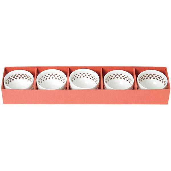 Yamako Hotaru 801626 Round Guinomi Set of 5, White, Approx.