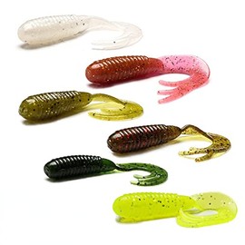 East Rain Grubs with Fork Roll-Tail(6cm/2.36in 2.4g/0.08oz. 6 Color Option)