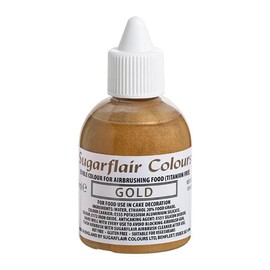 Sugarflair Airbrush Colours Gold, Oro - Colorante Alimentare per Aerografo per Pasticceria, Torte, Cupcake, Glasse e Decorazioni per Torte - 60 ml