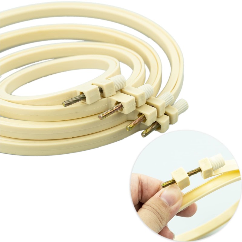 SZCXDKJ 4Pcs 4 Sizes Round Embroidery Hoop Plastic Circle Cross