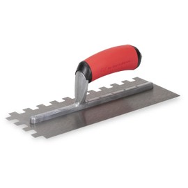 MARSHALLTOWN QLT Notched Trowels - Riveted (11 x 41/2), Soft Grip Handle, Square Notch, 8mm X/Y/Z Notch, Made In The USA, NT749SG
