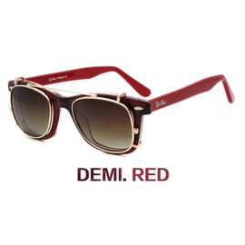 RICH MODE Men women teens sunglasses clip on glasses polarized UV protection narrow sunglasses clear lens fashion glasses Red Frame Gold Clip shield