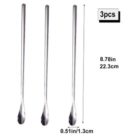 SUZLFTDZSW 3PCS Reptile Spoon, Reptile Powder Fruit Mixing Stirring Food Long Handle Feeding Tool Fit Crested Gecko Gargoyle Bearded Dragon Reptiles Feeding Spoon (Stainless Steel)