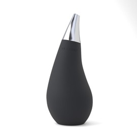 Kitchen Bathroom Squeeze Dish Soap Dispenser Tear Drop Shape with Removable Silver Tip, 7 Oz (1, Black)