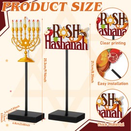 Amyhill 6 Pcs Rosh Hashanah Decorations Wooden Table Centerpieces Happy Rosh Hashanah Standing Jewish New Year Party Decorations Rustic Wood Decor Shana Tova for Gift Shelf Shana Supplies
