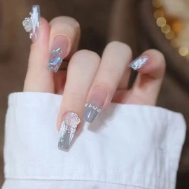 [Overseas] 2025 Fall Nail Art Fall and Winter Armor 2025 New High-End Short Handmade Armor New Year Armor Online Glue Value/Mz97 Fairy Dream Purple 4ea