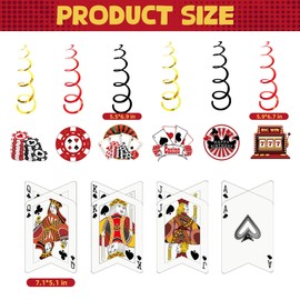 Casino Theme Party Decorations Casino Birthday Banner Poker Tablecloth Centerpieces Hanging Swirl Decorations Poker Party Decorations for Casino Poker Party Supplies (Casino)
