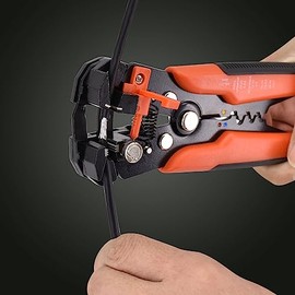HuLuHouse Pinza Pelacables AutomáTica, 8 Pulgadas 1547 USO Rudo Herramienta de Pelado de Cables para Pelar Cables, Cortar, Crimpar (Naranja)