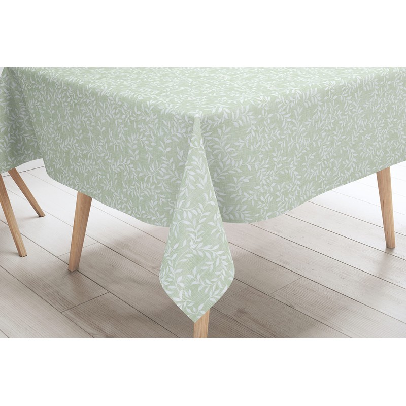 Karina Home Willow Leaves Wipe Clean Tablecloth Vinyl PVC (Green,
