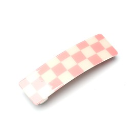 QinGoo Chessboard Barrette Acrylic Automatic Hair Clips Patent Clip Hair Jewellery Headpiece 1 Piece (8.5 cm x 2.5 cm, Pink)
