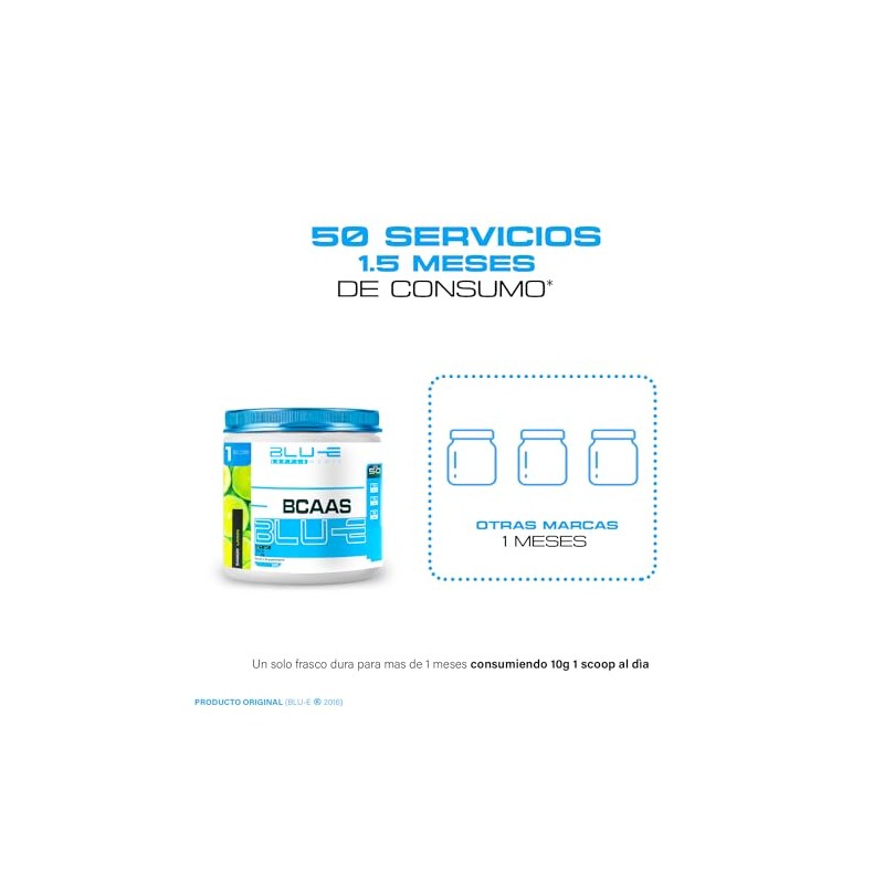 Blu-e Bcaas Aminoácidos 50 Servicios 500 G Sabor Limon