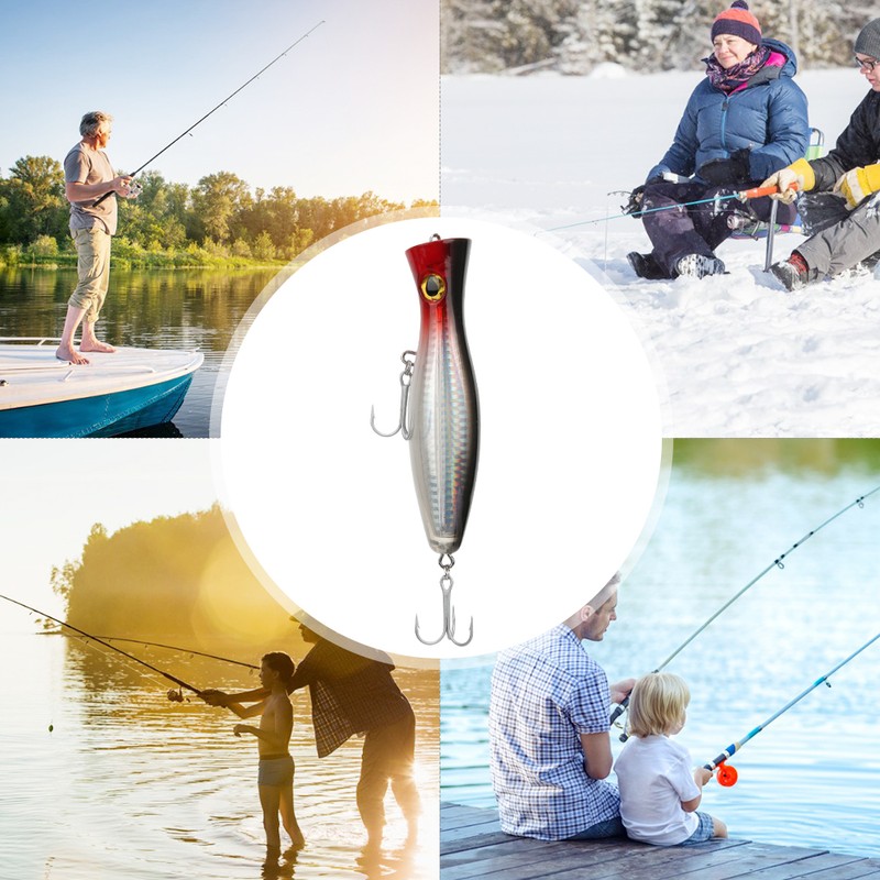 Artificial Popper Fish Lure 3D Eyes Seawater Hard Bait with