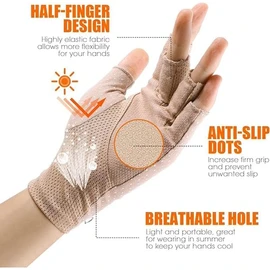 Women Sunblock-Fingerless Gloves UV-Sun-Protection Driving Non-Slip Gloves
