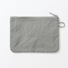 MUJI 84475627 Wrinkle Nylon Flat Pouch, Gray, M, Approx. 7.5 x 5.3 inches (19 x 13.5 cm)