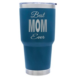 Premium 30 oz Best Mom Ever Navy Blue Tumbler with Slider Lid - Stainless Steel, Double-Walled Insulated Tumbler - Excellent for Mother's Day Gift, Ideal for Coffee, Tea, and Smoothies