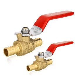 HeSun 30-PCs PEX Ball Valves, 1/2-Inch Brass Crimp Pex Valve for Hot and Cold Water, 1/4 Turn Full Port Shut-off Valve, ASTM F1807, Red
