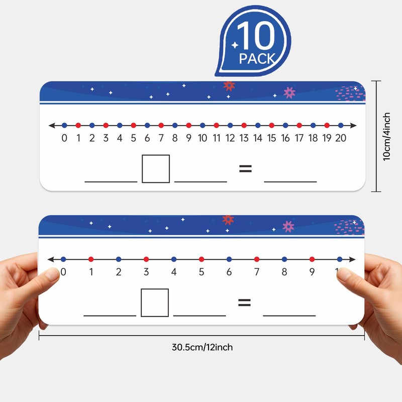 Dinggaogao 10Packs Numbers Line Dry Erase Board Cards, Double Sided