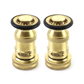 QWORK 1-1/2" NST/NH Brass Fire Hose Spray Nozzle, 2 Pack Heavy Duty Fire Equipment, Industrial Jet Fog Nozzle 85 gpm 100 psi