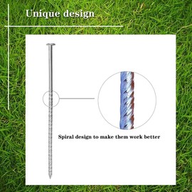 Uitose 25 Count Outdoor Rv Rug Stakes, Stainless Steel Spiral Patio Mats Stakes, Used for Fixing Rugs, Tents, Tarps, and RV Mats,Rv Camping Accessories for Camp Rug Outside Mat Carpet Tent