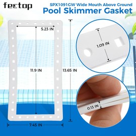 FECTOP SPX1091GW Wide Mouth Above Ground Pool Skimmer Gasket, Pool Butterfly Skimmer Gasket Compatible with Hayward SP1091WM SP1091LX Automatic Skimmer 13 3/4" x 7.5"