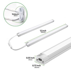 AIBOO Under Cabinet Lighting, Dimmable 12 inch Under Counter Lights, 120V Plug in & Hardwired, Linkable LED Closet Lights for Kitchen, Shelf, Workbench, Desk,Cupboard,Garage (6 PCS), Warm White 3000K