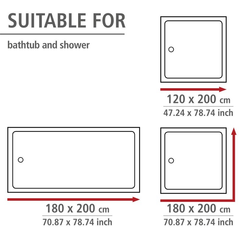 Wenko 20960100 Shower curtain Stones with Flower highquality textile fabric,