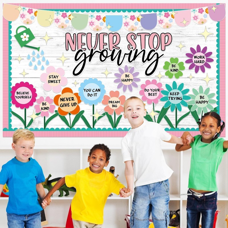 Spring Never Stop Growing Bulletin Board Classroom Decoration Grow Flower