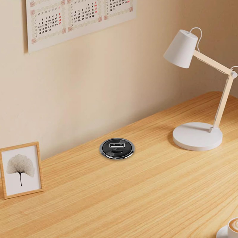 Desktop Power Grommet, 2 USB Charging Ports Small Hidden Flush