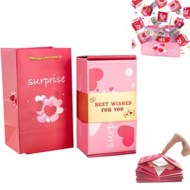Surprise Gift Box Explosion for Money, Christmas Surprise Gift Box Explosion, Folding Bouncing Red Gift Box Pop-Up Explosion Gift Box for Christmas Valentine Proposal Birthday Anniversary(10 Box Pink)