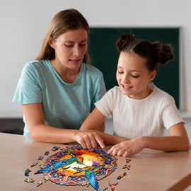 Jigfoxy Wooden Puzzles for Adult, Hummingbird Wooden Jigsaw Puzzles, Unique Animal Shape Puzzles, Christmas Thanksgiving Gifts for Family Friend(L-13.8 * 13.8in-300psc)