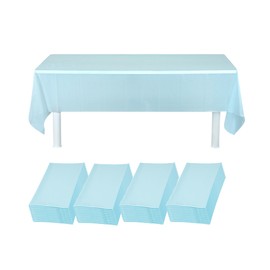 Restaurantware-Table Tek 108 x 54 Inch Party Table Covers, 20 Waterproof Covers - Disposable, No-Wrinkle, Blue Plastic Rectangle Cover, for Parties, Banquets, and Events