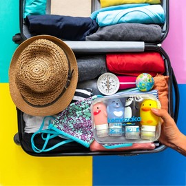 kemozaka - Juego de botellas de silicona de tamaño para artículos de cambiador, sin BPA, a prueba de fugas, con etiquetas integradas, accesorios recargables de viaje aprobados por la TSA (4 unidades)