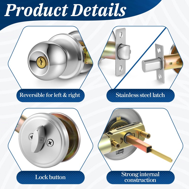 Qulkws 2 Sets Entry Door Knob Entry Dead Bolt Level