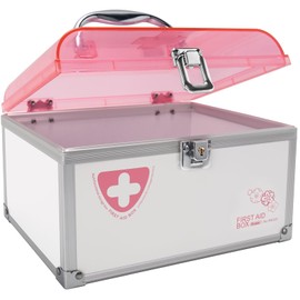 Glosen Medical Locker with Key, Lockable Box for Medicines and Personal Items 8.46 x 5.87 x 5.51 Inches (Pink)