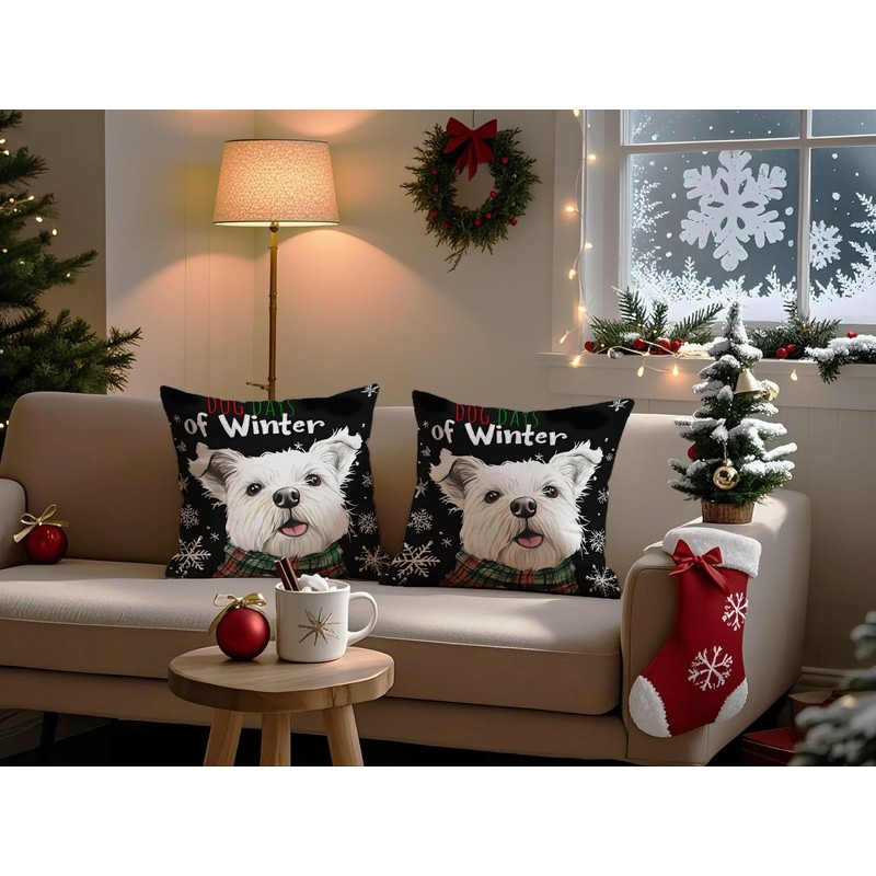 Doobicy Lovely Christmas Dog Pillow Covers 18x18 Inch Set of