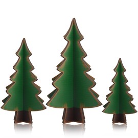 3 Pcs Wooden Christmas Tree Tabletop Decorations 3D Rustic Xmas Tree Wood Table Sign Farmhouse Christmas Trees Centerpiece Tiered Tray Decor for Xmas Winter Home Office Shelf Table Decor