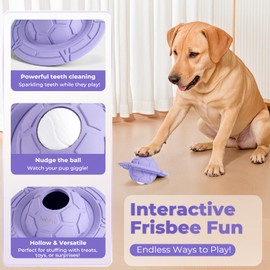 Paul‘s Paw Interactive Dog Frisbee Toy, Hollow Treat Dispenser, Purple Saturn-Shaped