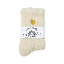 American Trends Coral Fleece Cloud Socks Ultra-Soft Fuzzy Warm Sleep Socks Cozy Unisex Gifts for Birthday Self-Care 1Pack White Happybirthday