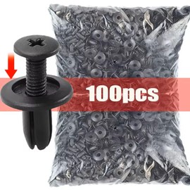 AYMBH Pack of 100pcs 8mm Car Plastic Rivet Clips – Universal Push Fasteners for Bumper, Fender, Door Panels – Durable Auto Clip Set for Toyota, Ford, Nissan, Honda – Interior & Exterior Trim Repair
