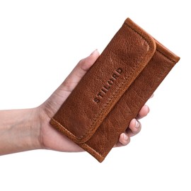 STILORD 'Bill' Pouch Leather Vintage Bag Case Unisex for Men Women Antique Leather Accessory Genuine Leather, Colour:maraska - Brown