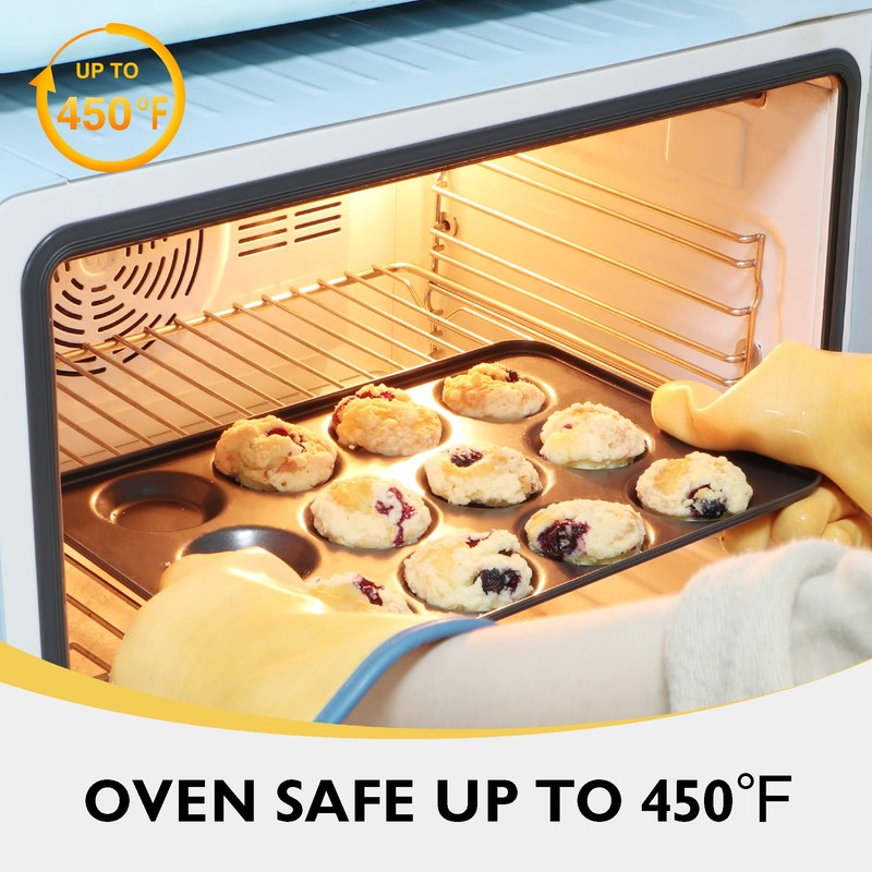 HONGBAKE Mini Muffin Top Pan for Baking, Premium 12 Cavity