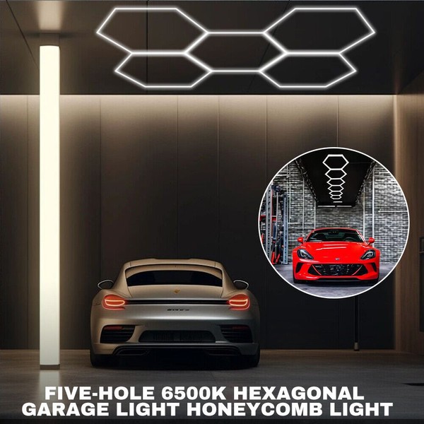 Hexagonal LED Garage Lights Honeycomb Detailing Showroom Office 5 Grids
