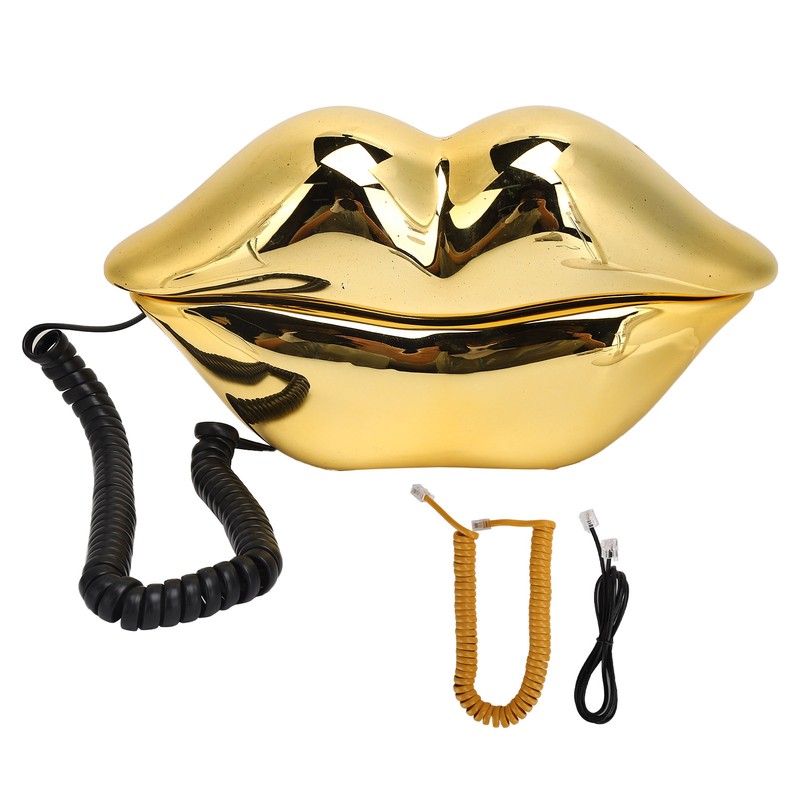 Electroplating Golden Lip Shape Telephone with Telephone Line for Home