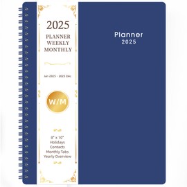 2025 Planner - Weekly and Monthly Planner 2025, JAN 2025 - DEC 2025, 8'' x 10'', 2025 Calendar Planner, Twin-Wire Binding, Thick Paper, Flexible Cover - Deep Blue