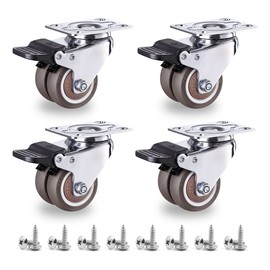 NERILEE 2" Heavy Duty Casters Wheels,Total Load 880Lbs Pack of 4 with Brake No Floor Marks Silent Rubber Castor Swivel Castor, for Moving Furniture/Table/Trolley/Workbench or Pallet Swivel Wheels
