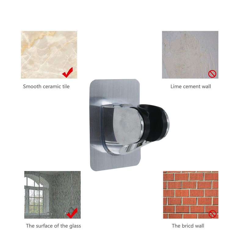 Strong Adhesive Chrome Shower Head Holder Adjustable Shower Wand Holder,Handheld
