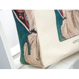 KXT DES!GN Art Nouveau Cotton Canvas Tote Bag with Zip and Inner Pocket, natural